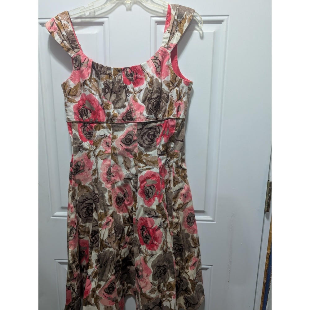 Maggy London Dress Women's 12 Floral Fit & Flare Sleeveless - Picture 2 of 9
